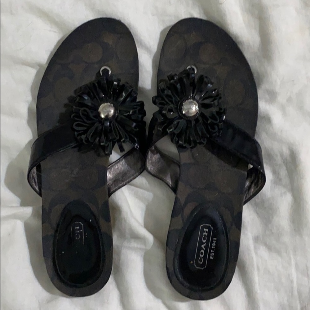 Black Coach flower sandal
